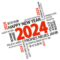 word cloud with new year 2024 greetings