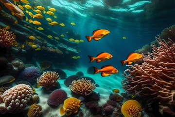Fototapeta na wymiar A Symphony of Colors with Colorful Marine Life
