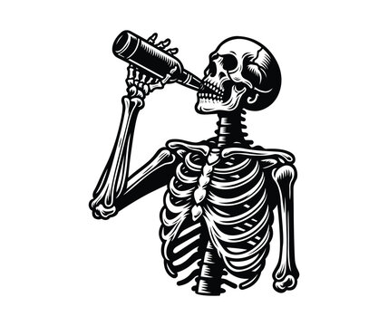 Skeleton Drinking Beer