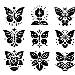 set of butterfly icon logo designs