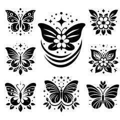set of butterfly icon logo designs