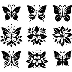 set of butterfly icon logo designs