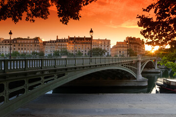 The sully bridge in the 5th arrondissement of Paris city - obrazy, fototapety, plakaty