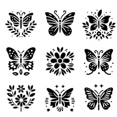 set of butterfly icon logo designs