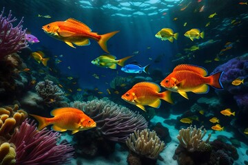 Naklejka na ściany i meble A Rich Display of Colors with Vibrant Marine Life
