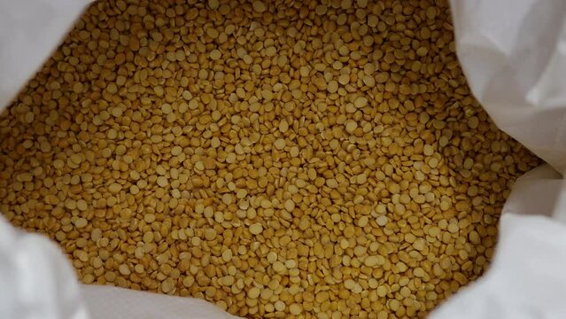 split pigeon pea for sale at retail shop from top angle at day
