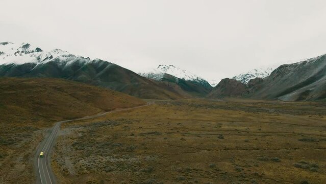 Scenic view of Ruta 222 leading to the breathtaking Valle de las Le&ntilde;as in Argentina.