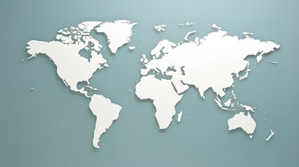 Fototapeta na wymiar 3D World map. Paper art Earth map shapes with shadow. Flat style illustration