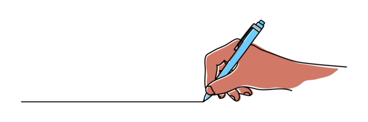 Hand holding ball pen and drawing a line. Hand drawn with thin line. Png clipart isolated on transparent background