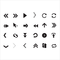 Black vector arrows collection. Arrow. Cursor. Arrow vector icon. Modern simple arrows. Collection different Arrows on flat style for web design or interface. Direction symbols - vector illustration