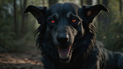black creepy dog portrait