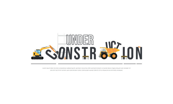 Under Construction banner for web isolated by white color