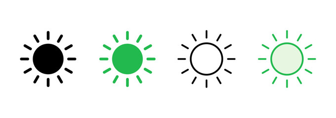 Sun icon set. Brightness Icon vector