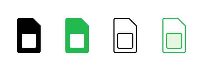 Sim card icon set. dual sim card icon vector