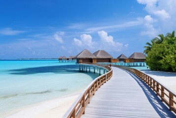 Fototapeta na wymiar Maldives ocean beach. Tropical paradise. Generate Ai