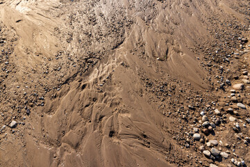 landslides on a country road after heavy rains and rains in summer