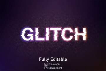 Realistic glitch text effect for video game text for editable cyber Monad vhs font