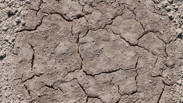 The process of soil cracking under hot sunlight