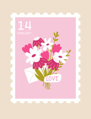 Bouquet with flowers Valentine card
