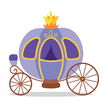 Cute Princess Carriage with Golden Crown Vector Illustration