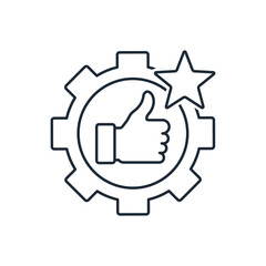 Best process. Optimization cogwheels workflow system. Vector linear icon illustration isolated on white background.