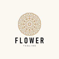 Abstract style floral logo design simple floral mandala illustrator template