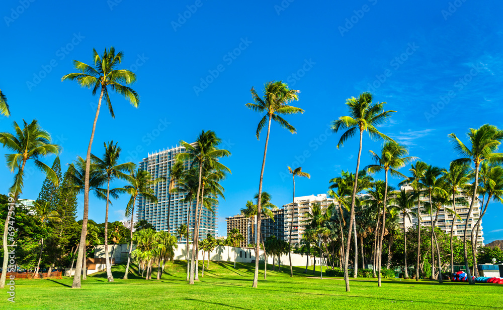 Wall mural Fort DeRussy Beach Park in Honolulu - Oahu Island, Hawaii