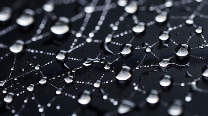 Dewdrop Lace: Spider Web on Black Background