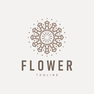 Abstract style floral logo design simple floral mandala illustrator template