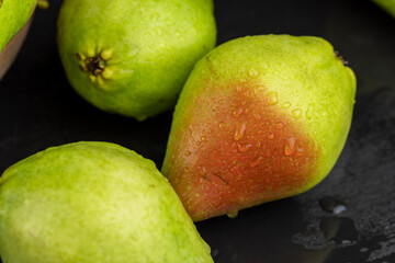 delicious pears washed and ready for eating