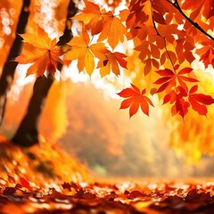 Naklejka na ściany i meble Autumn Leaves Background Wallpaper