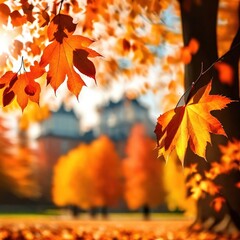 Naklejka na ściany i meble Autumn Leaves Background Wallpaper