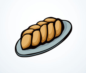Vector drawing. Jewish braided bun