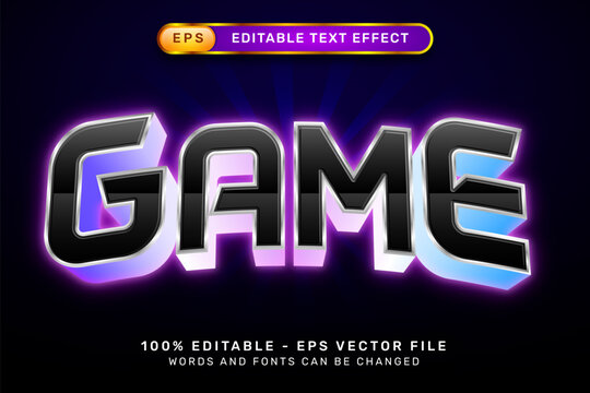 Fototapeta game effect and editable text effect with light neon color