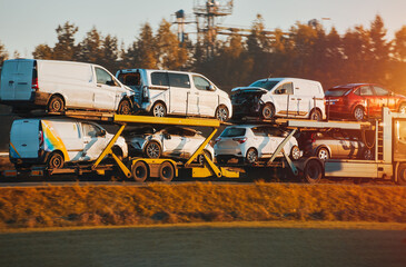 Tow truck and car on the road. A vehicle breakdown and collision leads to a tow truck delivery and...