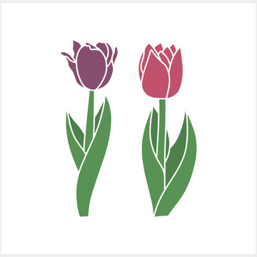 Stencil tulip isolated Doodle flower Hand drawn art line Vector stock illustration EPS 10