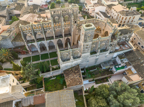 Spain, Balearic Islands, Son Servera, Aerial view of ruins of Iglesia Nova church