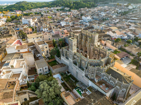 Spain, Balearic Islands, Son Servera, Aerial view of ruins of Iglesia Nova church