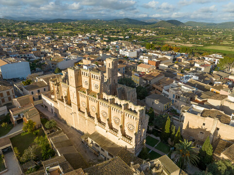 Spain, Balearic Islands, Son Servera, Aerial view of ruins of Iglesia Nova church