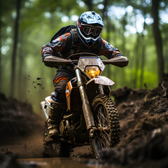Generative AI,Off-Road Thrills: Dirt Bike Adventure in Dense Forest