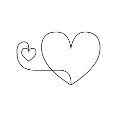 Continuous one line heart shape drawing and love shape single outline art  illustration