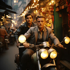 Generative AI,Vintage City Ride: Timeless Elegance on a Royal Enfield
