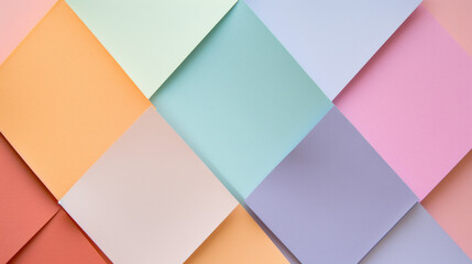 Colorful construction paper pattern or wallpaper. Graphic resource or asset. Diagonal squares.