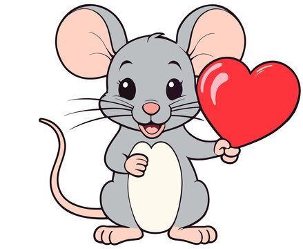 Sweetheart Mouse with heart in hand