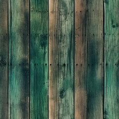 Obraz premium Seamless Wood Plank Texture rustic wood where the dominant color is Green created with Generative Ai
