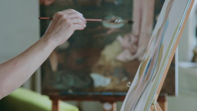 An artist at work in his studio