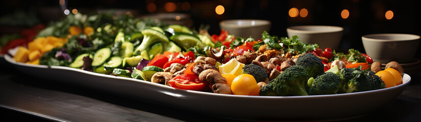 A Plate With Various Vegetables On The Table. Illustration On The Theme Of Food And Restaurants, Products And Recreation. Generative AI