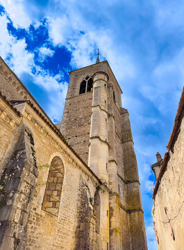Street view of old village Avallon in France