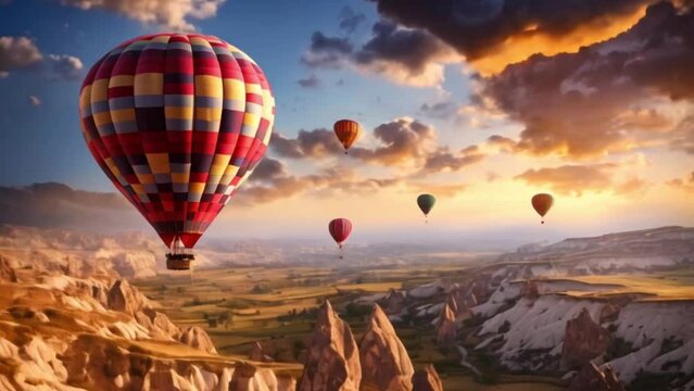 hot air balloon flying in the sky, footage, 4k footage, videos, short videos