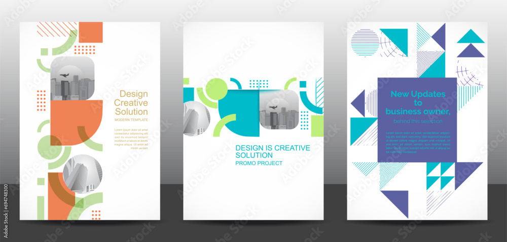 Wall mural Template vector design set  for Brochure, AnnualReport, Corporate Presentation, Portfolio, Flyer, layout modern, posters collection Eps10